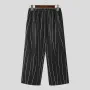 INCERUN Herrar Röndótt Prenta Frjálslegur Teygjanlegt Mitti Buxur Loose Fit Breiðir Fætur Buxur fyrir karla Plus Size S-5XL