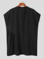 Conjunto de 2 piezas de túnica larga holgada plisada lisa para hombre