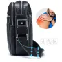 BULLCAPTAI Genuine Leather Men's Shoulder Bag Cowhide Messenger Bags Fashion Male Causal Small Double Zipper Crossbody Bag Short-distance Compact Mini Travel Bag