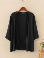 ZANZEA Plus Size Womens Cardigans Solid Color Cape Summer Beach Sunscreen Linen Cardigan