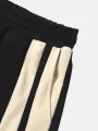 ChArmkpR Mens Smile Face Print Contrast Patchwork Loose Cuffed Sweatpants