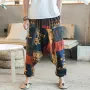 INCERUN Mens Pant Ethnic Pattern Printe Floral Harem Yoga Baggy Pants