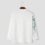 ChArmkpR Mens Plant Leaf Print Texture Long Sleeve Henley Shirts