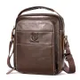 BULLCAPTAIN Genuine Leather Men Shoulder Bags Vintage Small Flap Crossbody Briefcase Handbag Vintage Messenger Bag