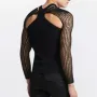 INCERUN Mens Two-piece Suit Black Tops Fashion Hollow Out Cutoff Long Sleeve Top & Sleeveless Tank Top Streetwear Summer Party Male Clothing Tops