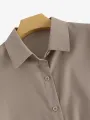 ZANZEA Women Daily Casual 3/4 Length Sleeve Solid Color Shirt Dresses