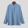 INCERUN Men Breathable Stand-up Collar Silky Solid Color Shirts
