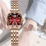 CRRJU Stainless Steel Women Watch Square Luxury Rhinestone Quartz Watch Business Waterproof Fashion Wrist Watch