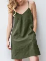 Solid Pocket Spaghetti Strap Backless Dress For Women