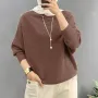 ZANZEA Daily Style Women Knitted Long Sleeve Crew Neck T-shirt Casual Solid Loose Work Tops