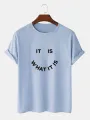 Mens Street Letter Smile Graphics 100% Cotton Short Sleeve T-Shirt
