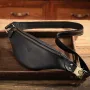 BULLCAPTAIN Riñonera de piel auténtica para hombre, bandolera informal de piel de Caballo Loco, clásica, retro, para exteriores, para montañismo, para teléfono móvil