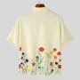 INCERUN Mens Shirts Fashion Floral Print Revere Collar Short Sleeve Shirt Summer Daily Beach Shirts
