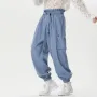 INCERUN Men Pants Tie Design Solid Color Casual Elastic Trousers Comfy Daily Solid Color Pants with Side Pockets