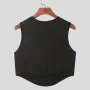 INCERUN Men Tank Top Patchwork Elastic Curved Hem Vests Sleeveless Streetwear Tanks Fashion Casual Men Clothing