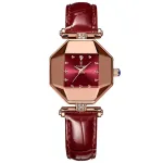 POEDAGAR Women Watches Fashion Luxury Rhinestones Quartz Watch Polygon Pointer Waterproof Ladies Leather Wristwatch