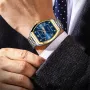 POEDAGAR Luxury Men's Business Casual Quartz Watch Luminous Waterproof Date Week Fashion Tonneau Case Stainless Steel Wristwatch