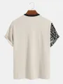 Mens Geometric Funny Face Print Patchwork Knit Short Sleeve T-Shirts