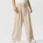 INCERUN Mens Pants Solid Color Loose Fit High Waist Tie Straight Leg Pants for Men Casual Comfy Male Trousers