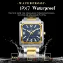 POEDAGAR Luxury Fashion Men's Square Business Quartz Watch Waterproof Luminous Stainless Steel Strap Men Watches