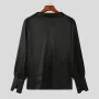 INCERUN Mens Shirts Solid Color Long Sleeve Top Shirts Summer Fashion Stacked Neck Top Shirts Party Male Clothing