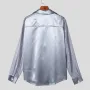INCERUN Men Mesh Patchwork V-neck Long Sleeve Shirt Fashion Comfy Smooth Fabric Lapel Top Male for Spring Fall