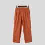 INCERUN - Pantalón largo holgado de pana texturizado para hombre, color liso, con peplum