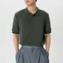 INCERUN Mens Solid Rib-Knit Short Sleeve Golf Shirt Comfy Fabric Lapel Top for Men