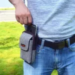 Men's Canvas Mobile Phone Belt Waist Bag Portable Multi-Pocket Fanny Pack Card Holder Wallet