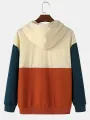 ChArmkpR Mens Color Block Patchwork Kangaroo Pocket Drawstring Hoodies