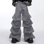 INCERUN Men Layered Pockets Design Casual Pants Fashion Wide Leg Trouser Male Bottom Streetwear Plus Size