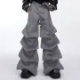 INCERUN Men Layered Pockets Design Casual Pants Fashion Wide Leg Trouser Male Bottom Streetwear Plus Size