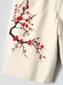 ChArmkpR - Pantalones cortos con cordón en la cintura para hombre, estampado de ciruela japonesa, estilo Bossom