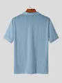 INCERUN Mens Lapel Shirts Striped Slim Casual Basic Design Short Sleeve Summer T-Shirt