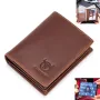 BULLCAPTAIN Men's Genuine Leather Wallet Multi Card Bag Large Capacity Bifold Wallet Credit Card Holder Multi Card Slots Coin Purse Money Clip Wallet for Men