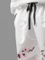 ChArmkpR Mens Pant Japanese Floral Print Drawstring Waist Loose Elastic Cuff Trousers