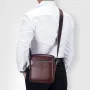 BULLCAPTAI Genuine Leather Men's Shoulder Bag Cowhide Messenger Bags Fashion Male Causal Small Double Zipper Crossbody Bag Short-distance Compact Mini Travel Bag
