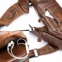 BULLCAPTAIN Men Genuine Leather Wear Resisting Textured Business Casual Brown Black Chest Bag Shoulder Crossbody Bag