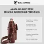 BULLCAPTIAN Men's Soft Genuine Leather Messenger Bag Business Casual Multi-functional Zipper Handheld Crossbody Bag