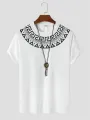 ChArmkpR Mens Geometric Tribal Stitching Short Sleeve Soft T-Shirts
