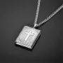 Religious Jesus Cross Locket Pendants Gold Silver Color Photo Frame Memory Necklace for Women/Men Stainless Steel Cross Necklace Faith Jewelry Gift