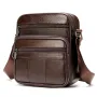 Ekphero Men's Genuine Leather Shoulder Bag Bussiness Casual Messenger Bag Multiple Pocket Capacity Crossbody Bag