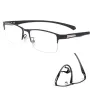 Anti-blue Light Ultra-light Mens Business Half Rimless Reading Glasses Metal Rectangular Presbyopia Glasses Classic Readers