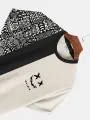 Mens Geometric Funny Face Print Patchwork Knit Short Sleeve T-Shirts