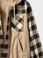 Mens Plaid Patchwork Multi Pocket Casual Hooded Jacket