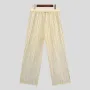 INCERUN Men Pants Fashion Loose Fit Mesh Hollow Out Beach Trousers Summer Comfy Beige Pants