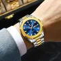 POEDAGAR Fashion Waterproof Business Quartz Watch Calendar Week Luminous Stainless Steel Strap Men Wristwatch
