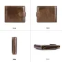 Ekphero Men's Retro Genuine Leather Wallet, Compact Multi-Card Money Clip, Multi Slot Anti-theft Credit Card Holder Coin Purse