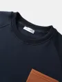 ChArmkpR Mens Contrast Chest Pocket Crew Neck Casual Pullover Sweatshirts