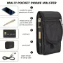 Outdoor Casual Wear-resistant Nylon Waist Bag Portable 3-compartment Layered Phone Bag Men's Belt Loop Pouch Large Capacity Wallet